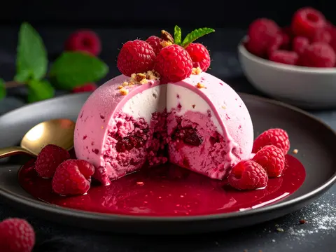 Bombe Glacée Framboise et Amaretto