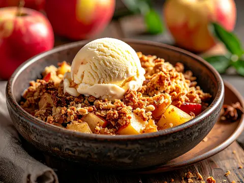 Streussel Pommes et Glace Caramel